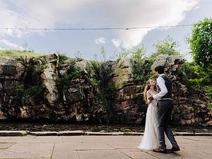 a couple shares their first dance in Lyons CO after self solemnizing